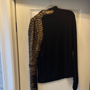 Black Top with Gold Patterned Sleeve